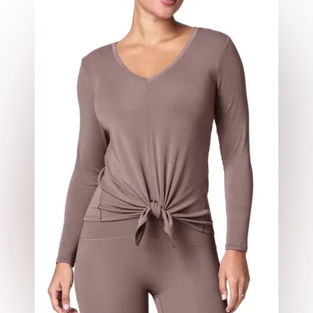 SPANX® Better Base Long Sleeve Convertible Tie Top - Smoke Sz 2X
